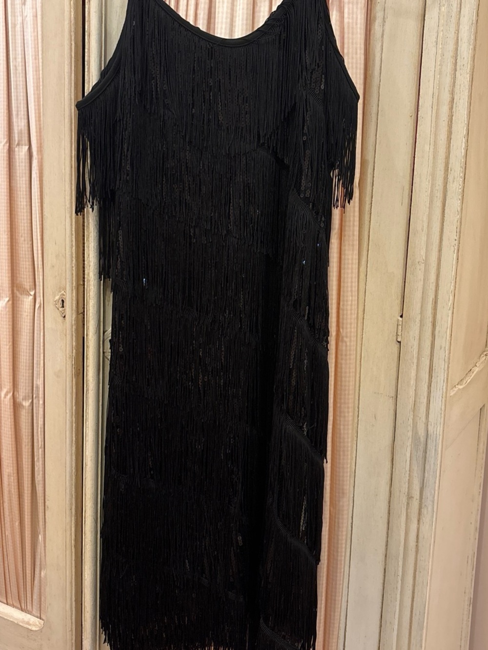 Black Fringe Tank Dress
